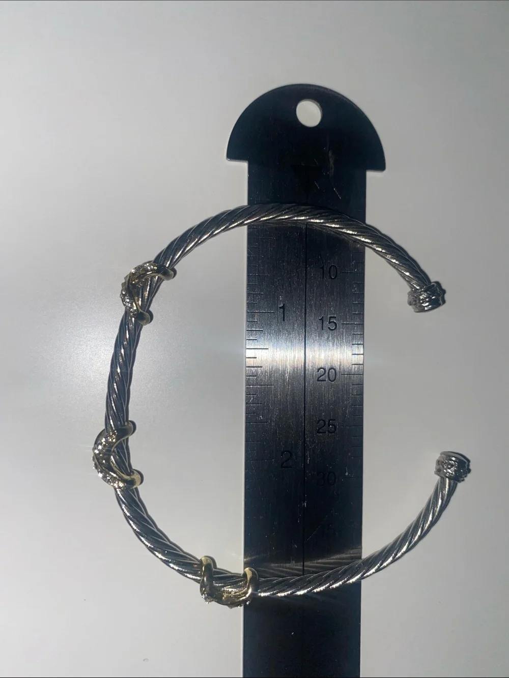 Silver-Tone Twist Cable Cuff Bracelet with Gold Accents